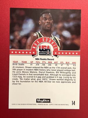 1994-95 SkyBox USA NBA Rookie Shawn Kemp #14 Team USA Basketball 
