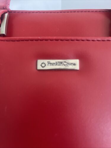 Franklin Covey Red Planner Organizer Zip Tote Shoulder Bag 7-ring Binder Leather - Picture 2 of 24