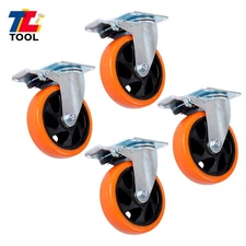 4 Pack 5 Inch Swivel Caster Wheels With Dual Locking Heavy Duty Plate Casters