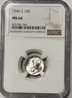 1945-S MERCURY DIME NGC MS66