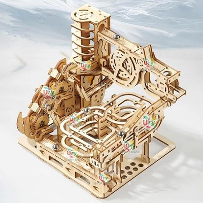 3D Holzpuzzle Elektro Katapult Bahngerät Murmelbahn Set mechanisches Modell