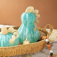 Glitzhome 8.5"H Fall Turquoise Glass Gourd