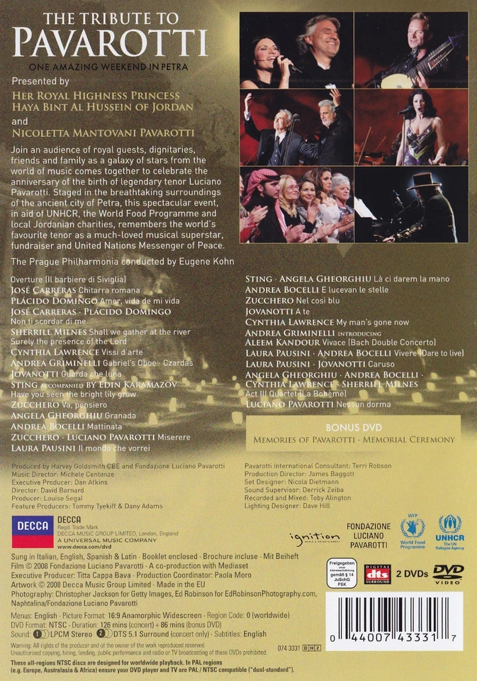 VARIOUS -THE TRIBUTE TO PAVAROTTI - 2 DVD - One Amazing Weekend In Petra ( Neu ) - Bild 2 von 2
