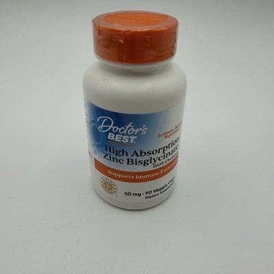 Doctor's Best High Absorption Zinc Bisglycinate 50mg 90 Veggie Caps Immune