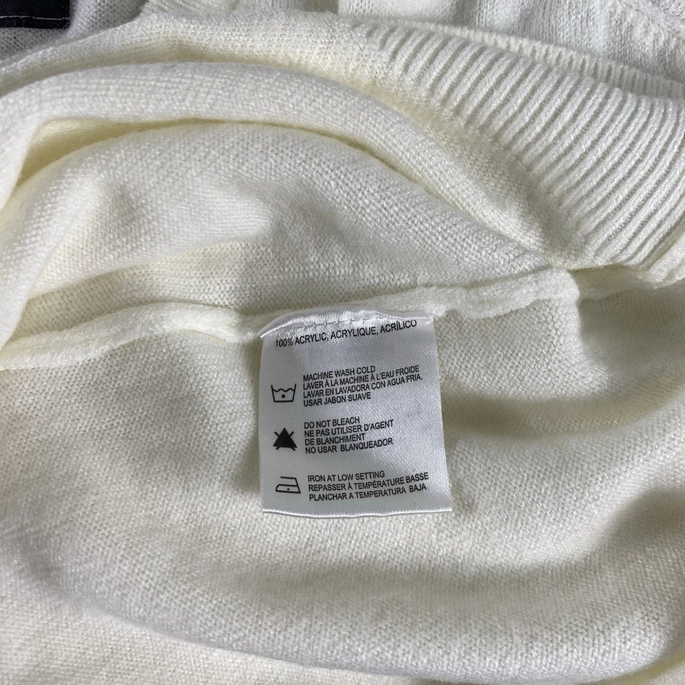 International Report Men’s M V-Neck Sweater White Lightweight Knit Pullover - Image 3 of 4