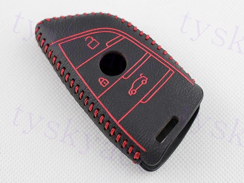 Leather Key Case Shell Holder Bag Keyfob Ring Cover For BMW X1 X5 X6 F15 F16 F48 - Image 4 of 4