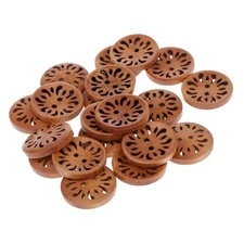 20pcs Brown Carved Flower Wooden Buttons 2 Holes Craft Sewing Cards DIY 23mm