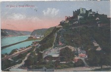 D046,kolorierte AK,St. Goar,Ruine Rheinfels,Feldpost,Bahnpoststemp. Zug 415,1915