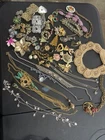 40+ Vintage Costume Jewelry Lot Brooch Necklace Bracelet Rhinestone  Flower