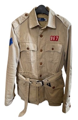 Polo Ralph Lauren Mens Twill Belted Tan Military Jacket Sz XL | eBay