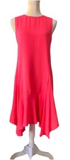 A.L.C. Neon Pink Silk Chiffon Asymmetric Hem Dress Sleeveless Luxury Cocktail 6