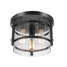 Electric 60417 3-Light Flush Mount Ceiling Fixture, Dark Bronze Finish, Brass...
