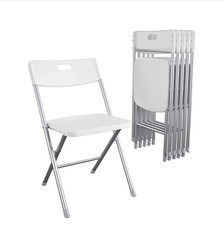 White Resin Folding Chair with Seat and Back for Events or Extra Seating