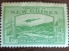 Vintage Territory of New Guinea stamp. 1930's. Air mail postage.