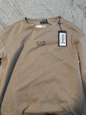 EA7 Emporio Armani Men's Logo crewneck sweatshirt 6LTMW1 TJALZ Beige S NWT