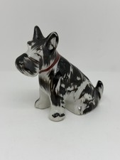 Vintage Scotty Dog Figure Scottish Terrier Figurine Red Collar Porcelain Japan