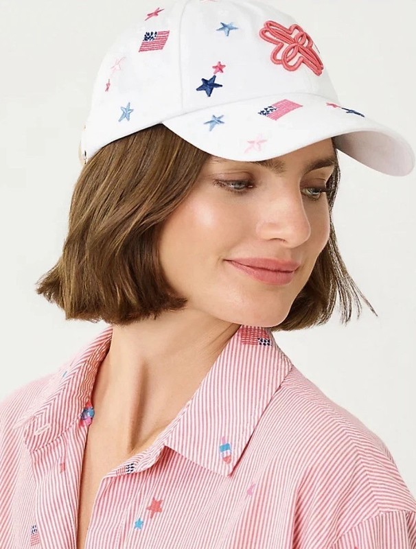 NWT Lilly Pulitzer Embroidered USA Stars Baseball Hat
