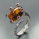 Handmade 10 ct+ Natural Cognac Quartz Ring 925 Sterling Silver Size 8.5 /R482380