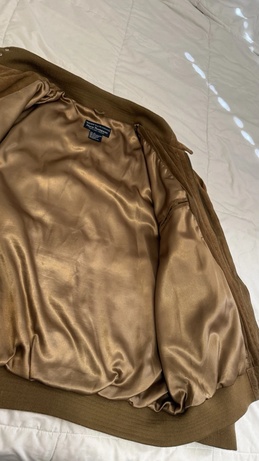 Norm Thompson Vintage Brown Suede Harrington Bomber Jacket XL image 7