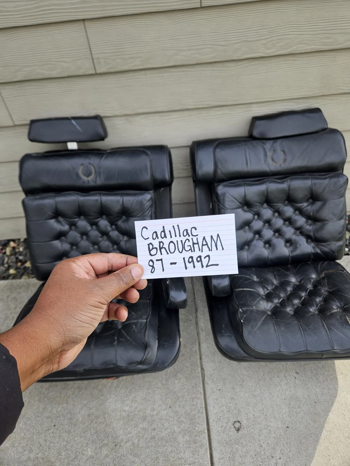 87-92 Cadillac Brougham DeElegance Asientos Cuero Negro PASAJERO CONDUCTOR DELANTERO Foto 2 de 4