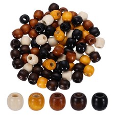 120 Pcs Natural Wooden Beads for Crafts, 5 Colors 16 x 17mm, 6.3mm Hole 