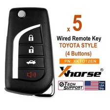 5x Xhorse Universal Wire Remote Key For Toyota Style Flip Fob 4 Buttons Xkto12en