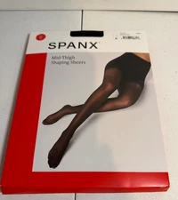 SPANX Womens Black Mid Thigh Shaping Sheers Pantyhose 20211R NEW NIP - Sz D