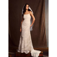 BHLDN Gaspard Lace Wedding Dress Ivory Corset Back Boho Bridal Gown Size 6 NWT 