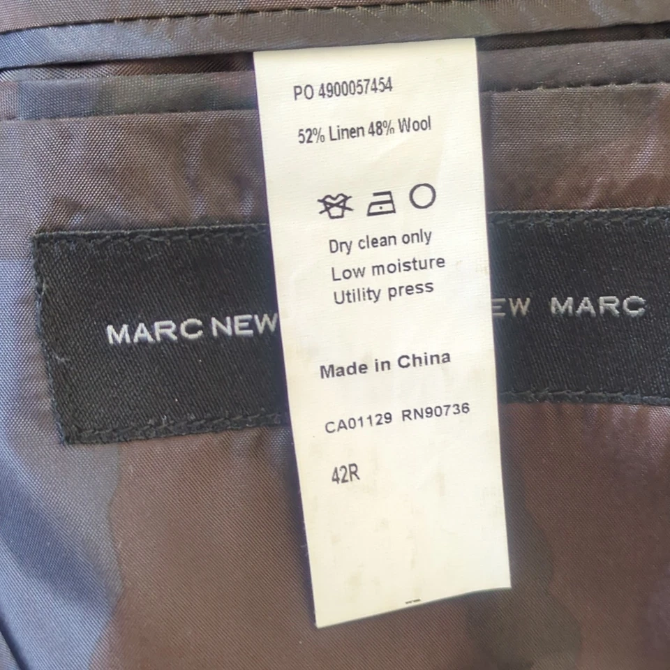 Abrigo Blazer Deportivo Marc New York Verde Oscuro Lino Lana Camuflado Forro Para Hombre 42R Foto 4 de 4