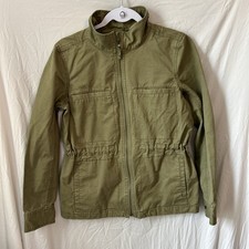 Women's J. CREW Military Utility Jacket SZ S Olive Army Green Full Zip Pockets