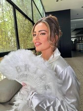 Feather Bride Fan , Custom Bride Wedding gifts, Bachelorette party gifts