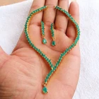American Diamond Green Color CZ Necklace Set Gold Plated Indian Jewelry set RM54
