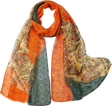 Women Soft Floral Print Shawl Chiffon Sheer Scarf