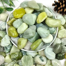 YISZM 2lbs Jade Pebbles for Plants, 1-2 Inch High Polished Natural River Rock...