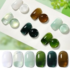 Jelly Green Milky White Gel Nail Polish Set Spring Summer Transparent Sheer Colo