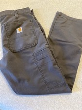 Men s Carhartt Dark Grey Relaxed Fit Rugged Flex Work Pants 32 X 30 VGC
