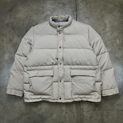 Vintage Montgomery Ward Puffer Jacket XL Beige Quilted Down Chore Eddie Bean 80s