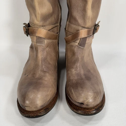 Bed Stu Bristol Knee High Riding Boots Tan Distressed Leather Women’s Size 7.5 - Picture 4 of 12