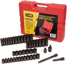 3/8 In. Drive Master Shallow and Deep SAE and Metric Impact Socket Set Carrying