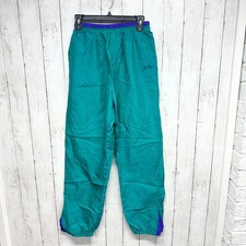 Vtg L.L. Bean Kids X Retro Drawstring Run Nylon Multicolored Track Pants 90s