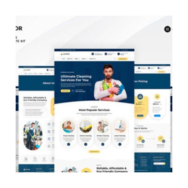 ⭐ Cleanor – Cleaning Services Elementor Pro Template Kit ✅ GPL - Multi-sitios...