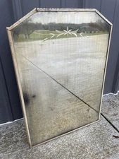 Vtg 1950s Metal Etched Mirror Medicine Cabinet Wall Hanging Foxed Mirror NL