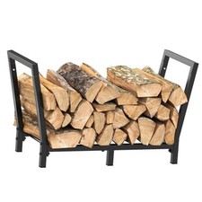 34 Inch Firewood Rack Outdoor Indoor, 2.7ft Wood 13"D x 34"W x 18"H Black