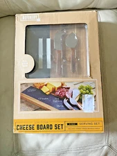 Cheese Board Set 5 Piece Serving Set Refinery Wood And Slate  Real Acacia Wood