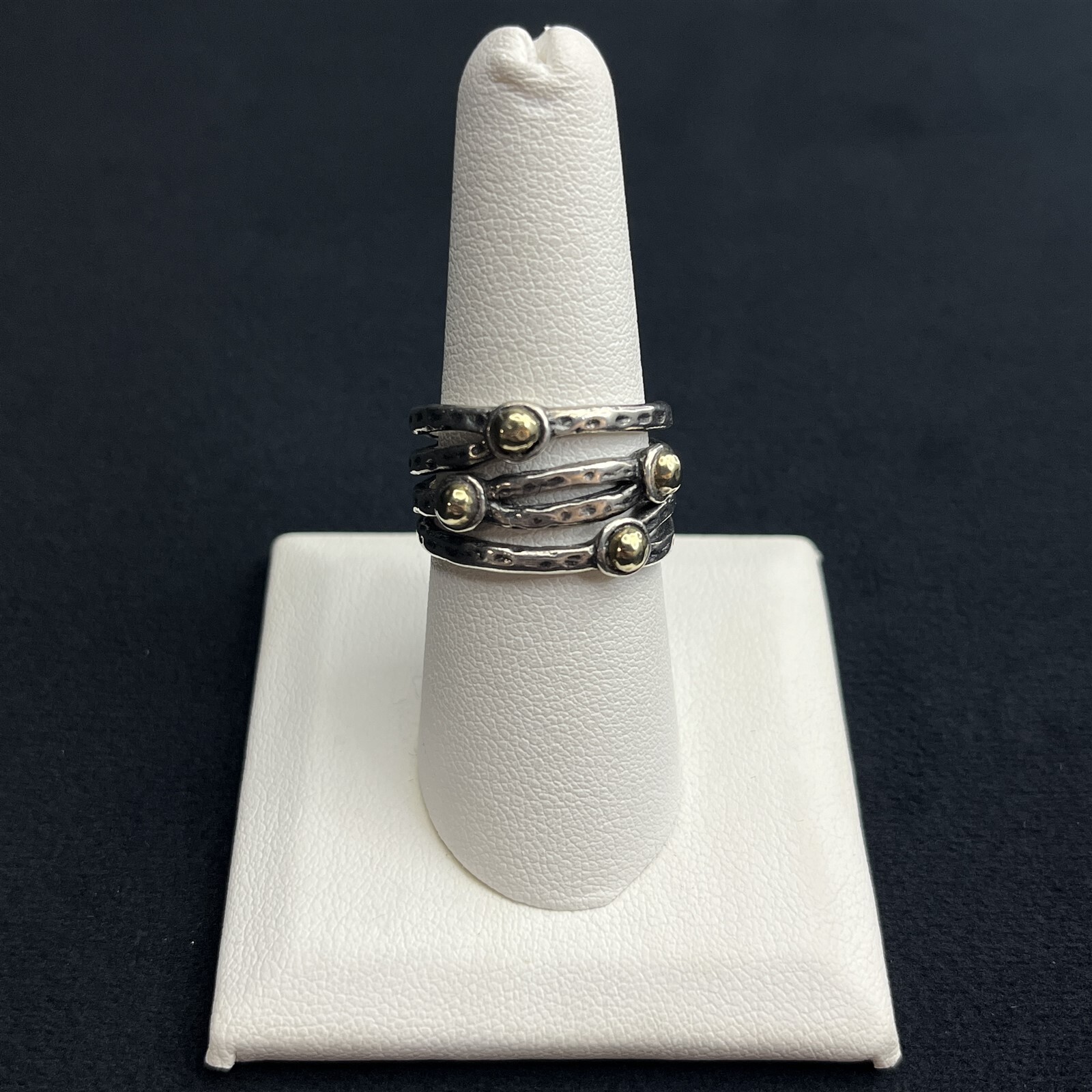 Large Signed Designer Split Band Gold Plated Ball… - image 3