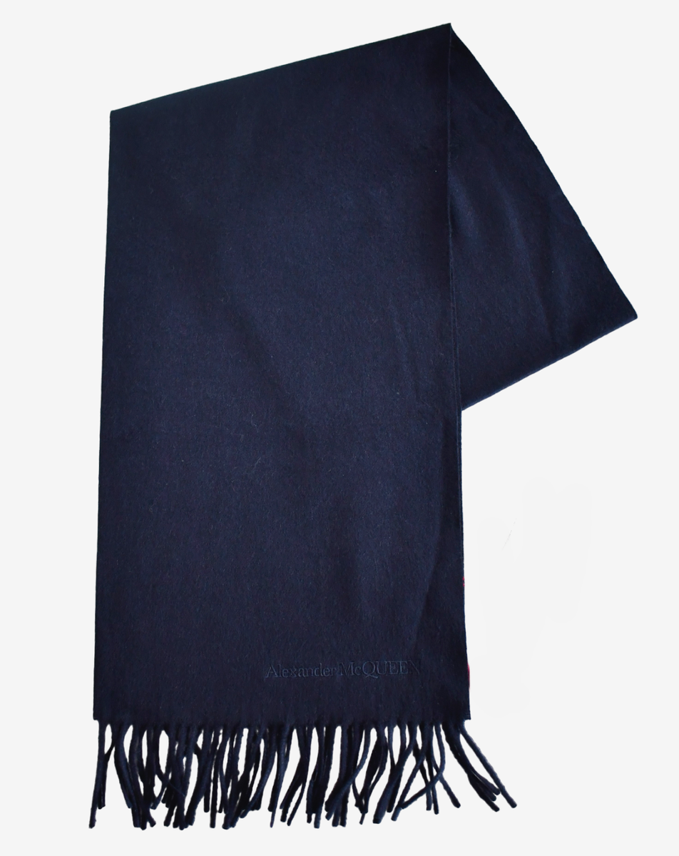 🆕️ Auth ALEXANDER MCQUEEN Solid Navy 100% CASHMERE Long Scarf | eBay