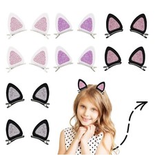 16 Pcs Cat-Themed Hair Clips and Animal Hair Pins, Glitter Accessories for Gi...