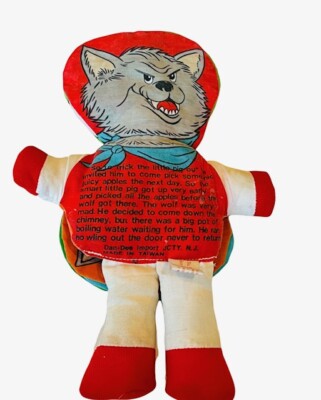 Dan Dee tell Story Doll Plush vtg Pigs Big Bad Wolf book figure Boy Cried Wolf