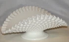 Vintage Pedestal Hobnail White Milk Glass Ruffled Banana Fruit Bowl Centerpiece