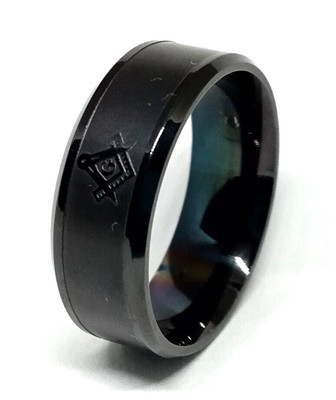  Edelstahl Ring schwarz Größe Z (UK) Herren Jungen Freimaurer Freimaurer Geschenk 4 Logo 